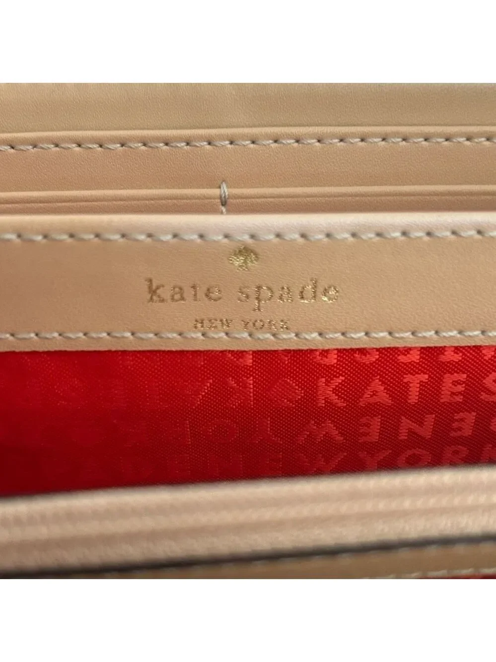 Kate Spade Neda Grand Street Cream and Black Pebbled Leather Zip Around Wallet
